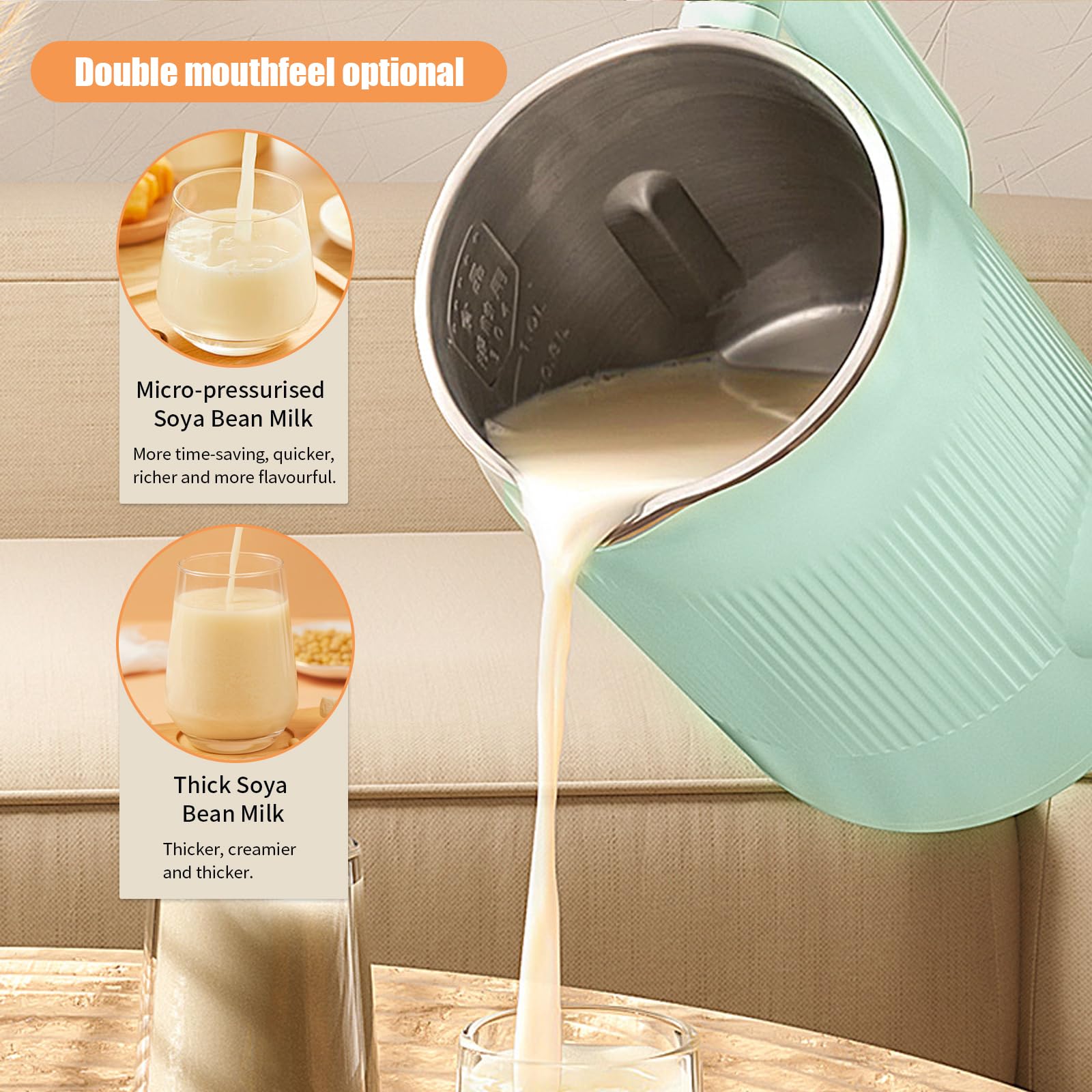 Milky Pflanzenmilchbereiter 1400ml - 8-in-1 Nussmilch Maschine Mit Selbstreinigung