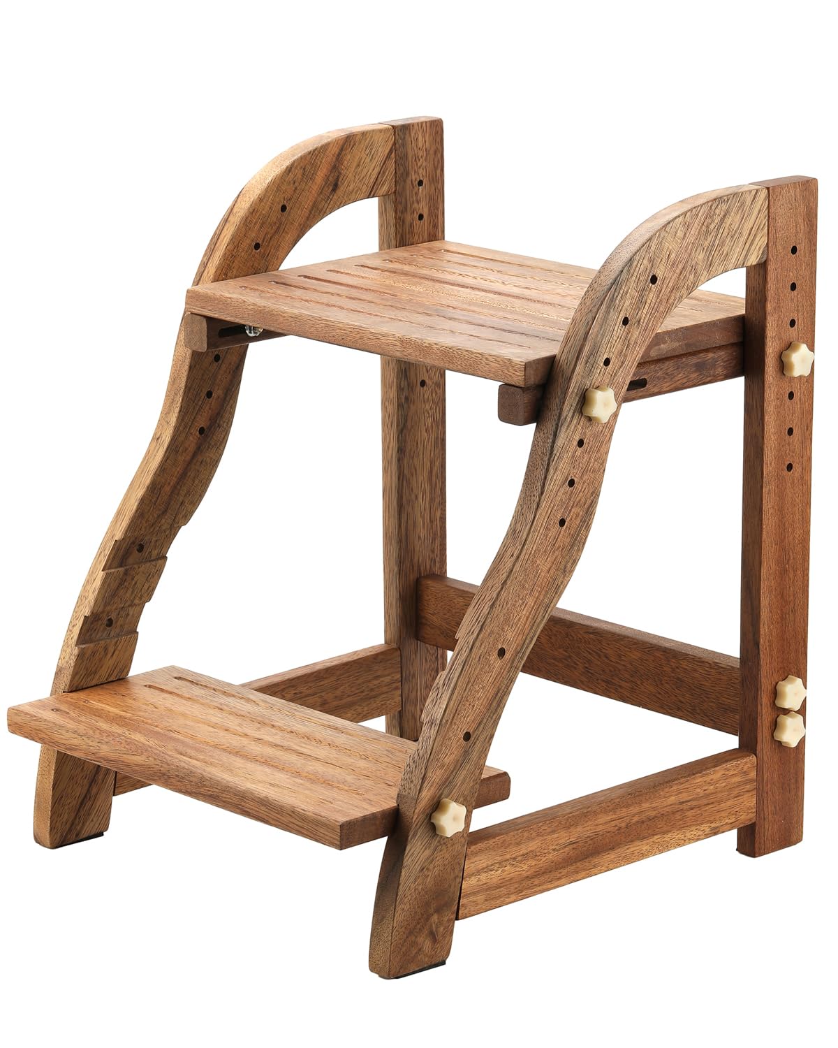 AIMOADO Wooden Step Stool for Kids, Toddler Adjustable Two Step Stool for Bathroom, Toilet Stool for Potty Training Stepping Stool with 300 lbs