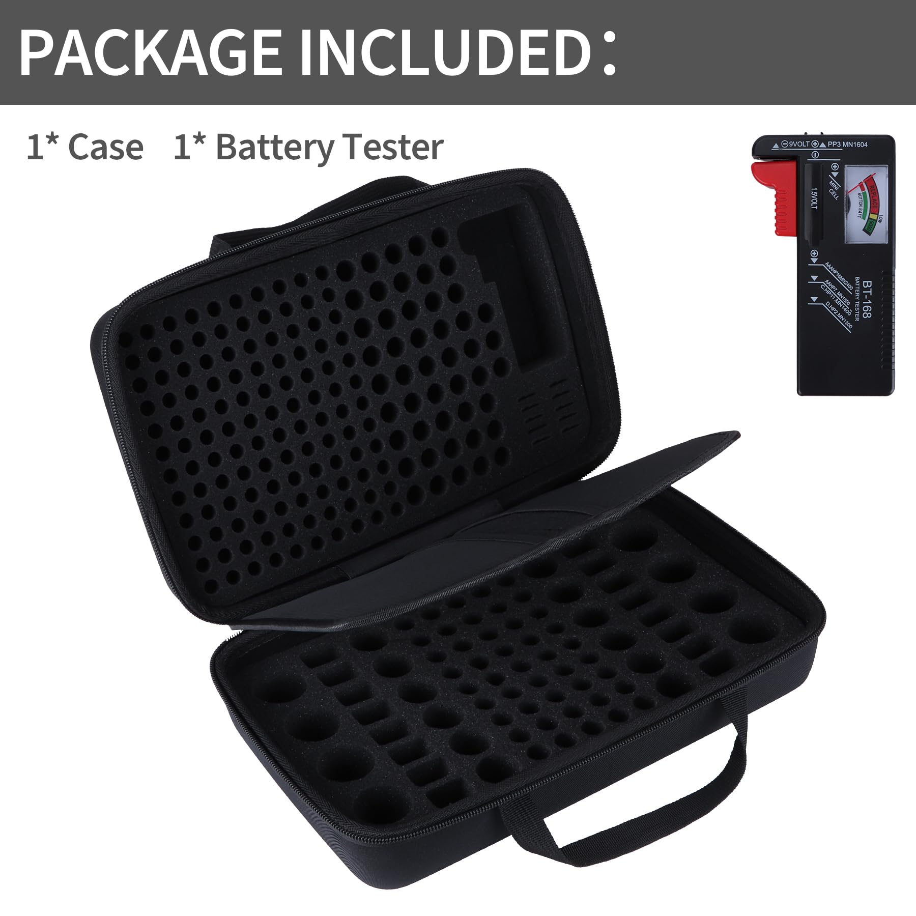 Hart Batterie Organizer Aufbewahrungsbox kompatibel mit 259 Batterien AA AAA C D 9V (Batterien sind Nicht enthalten), M Größe Tasche