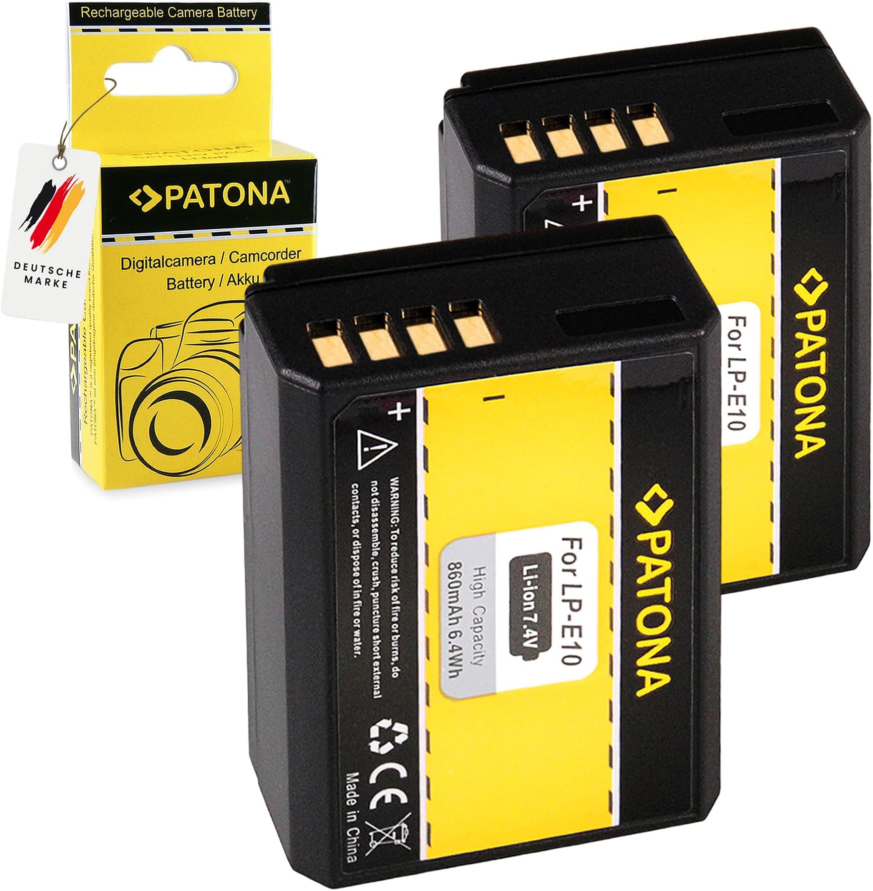 PATONA2x Battery LP-E10 compatible with Canon EOS 1100D 1200D Rebel T3 T5