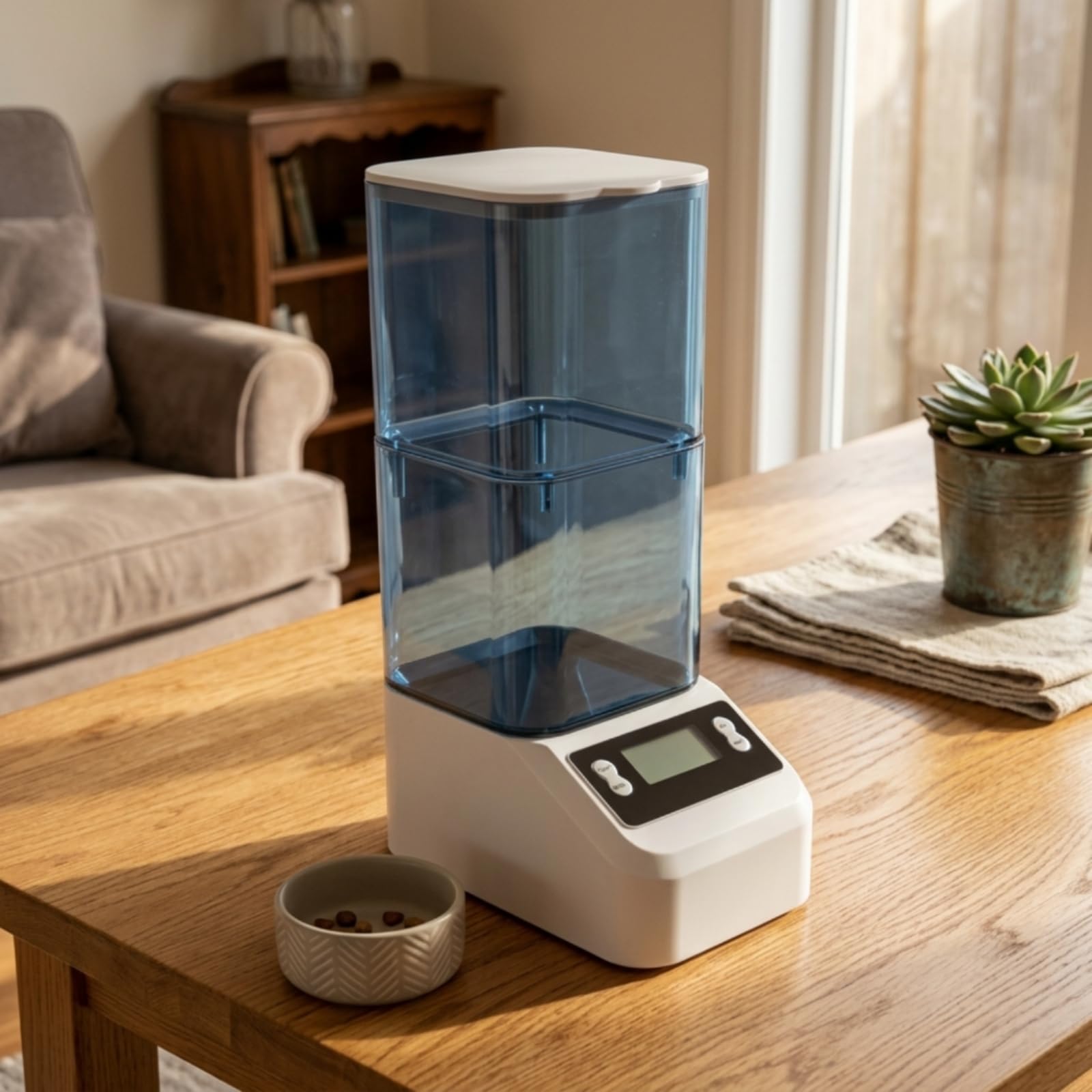 Aquarium Futterautomat Einstellbar Aquarium-Futterautomat Feuchtigkeitsbeständig Fischfutterautomat für Aquarianer, Fischbesitzer, Weiß, 2000ml