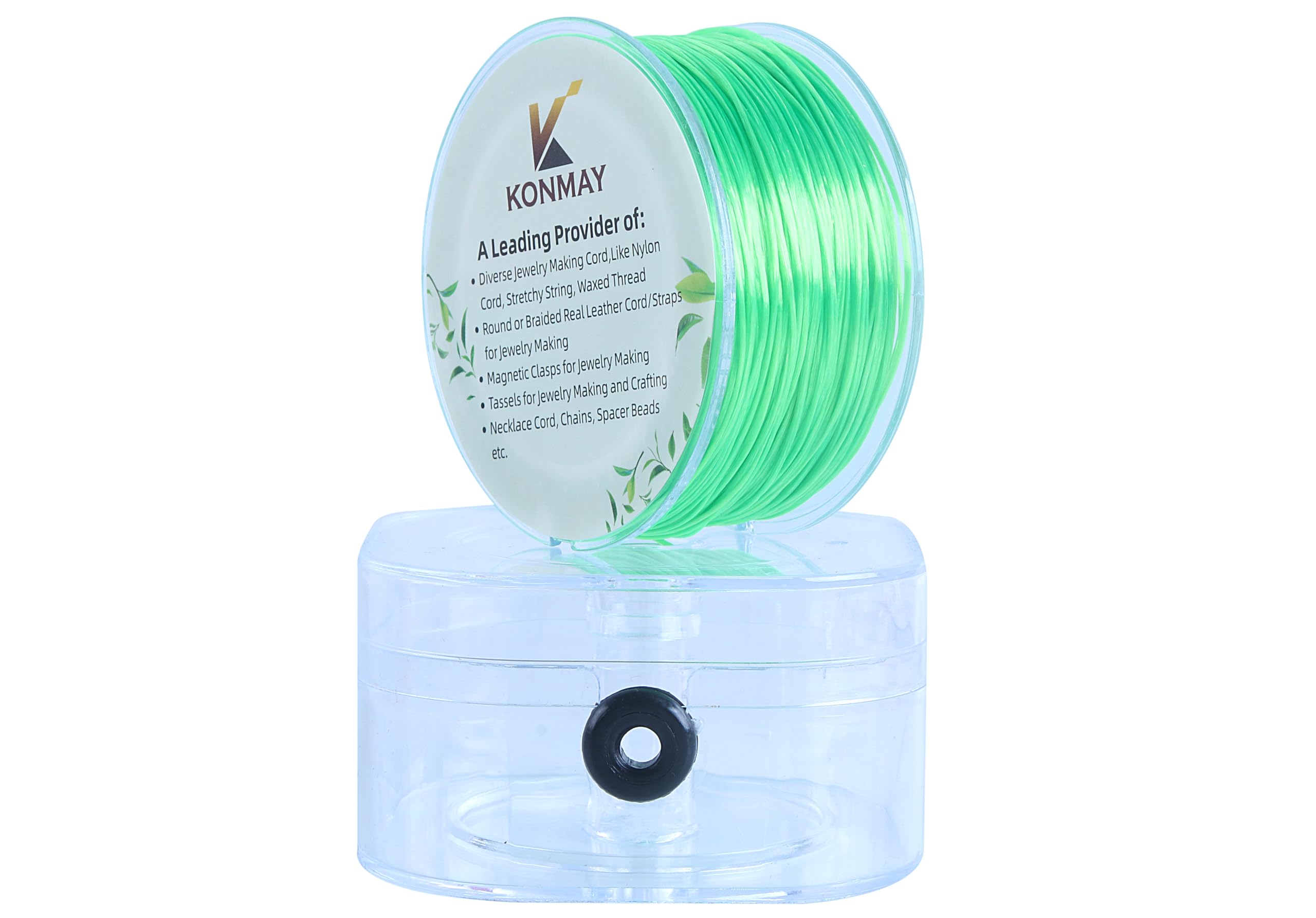 KONMAY 0.8mm Mint Spandex Elastic String with Dispenser, Soft Stretch Beading Cord, 90 Yards for Bracelets, Necklaces & Jewelry Making