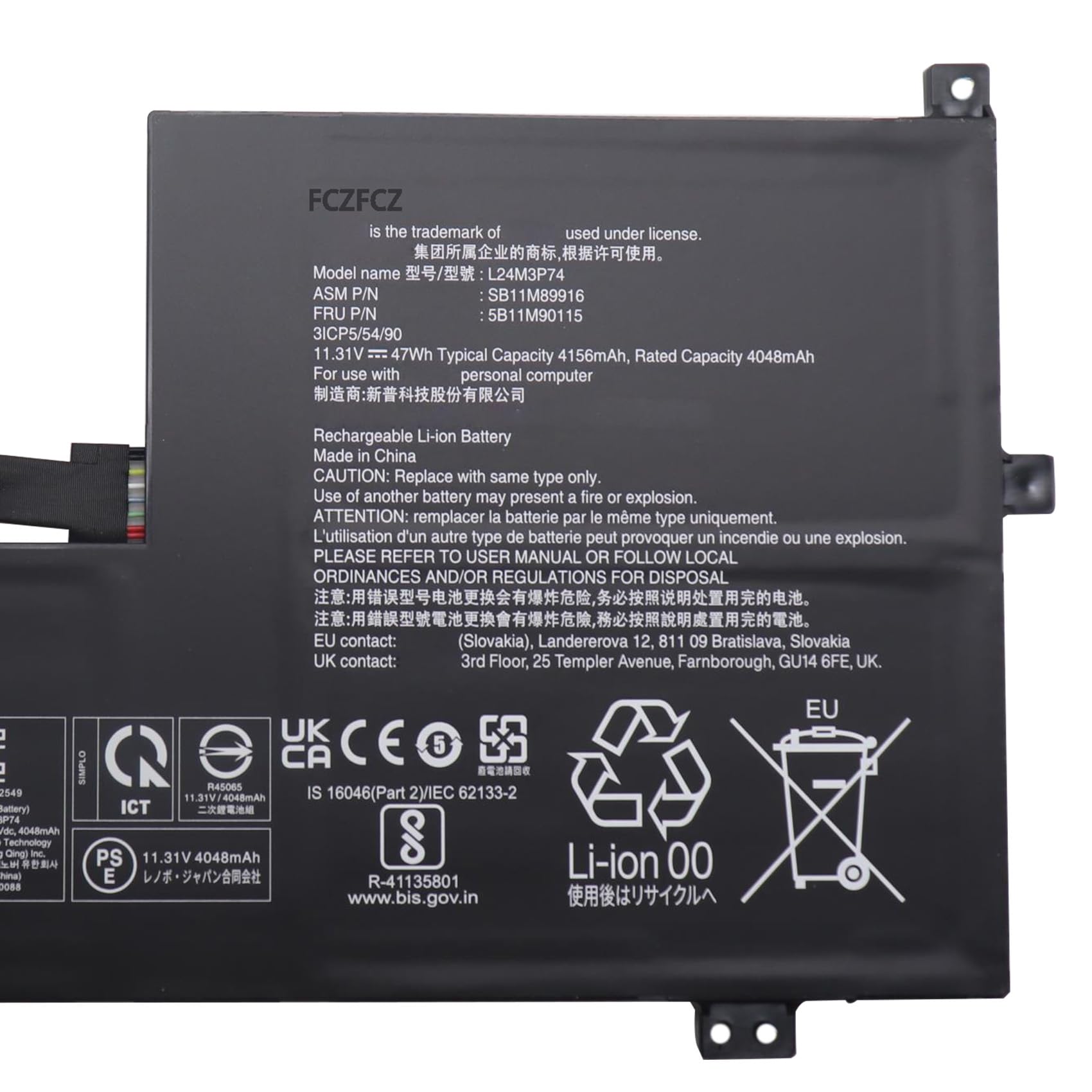 Amazon.com: FCZFCZ L24M3P74 Battery 47Wh 4156mAh Replacement for