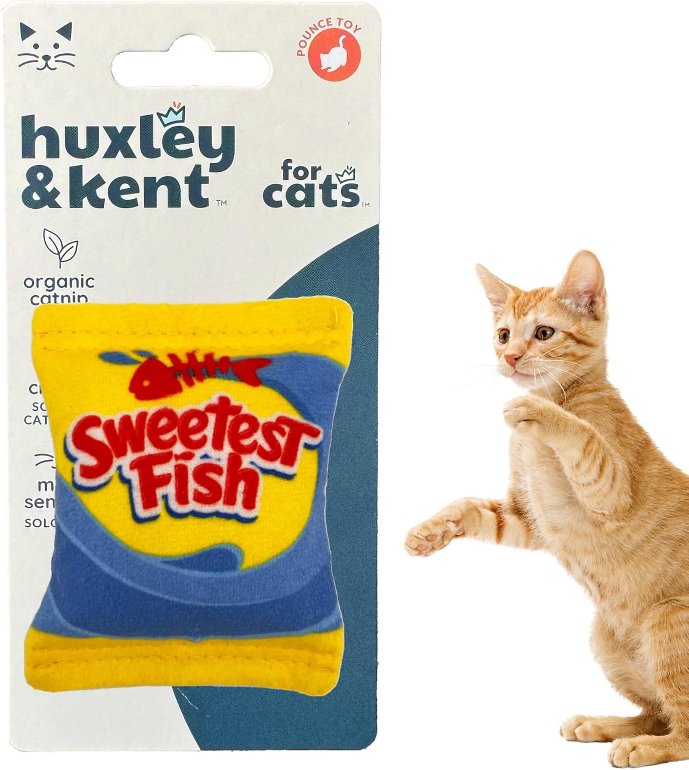 Huxley & Ket Plush Cat Toy | Sweetest Fish | Snack Attack Strong Catnip Filled Cat Toy | Plush Interactive Kitten and Cat Toy with Catnip and Crinkle | Kittybelles