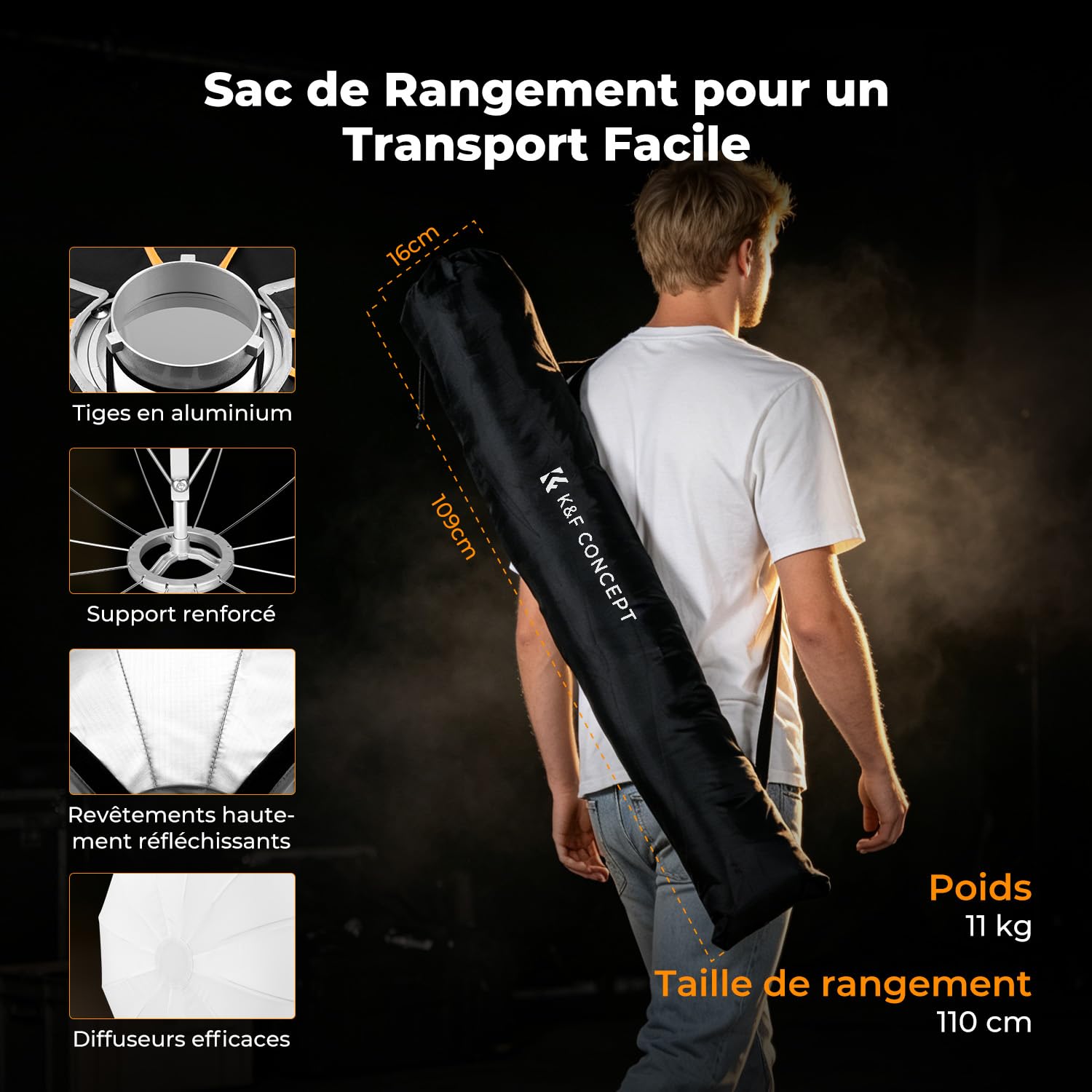 K&F Concept Softbox Lanterne, 90cm, Profondeur Réglable, Dégagement Rapide