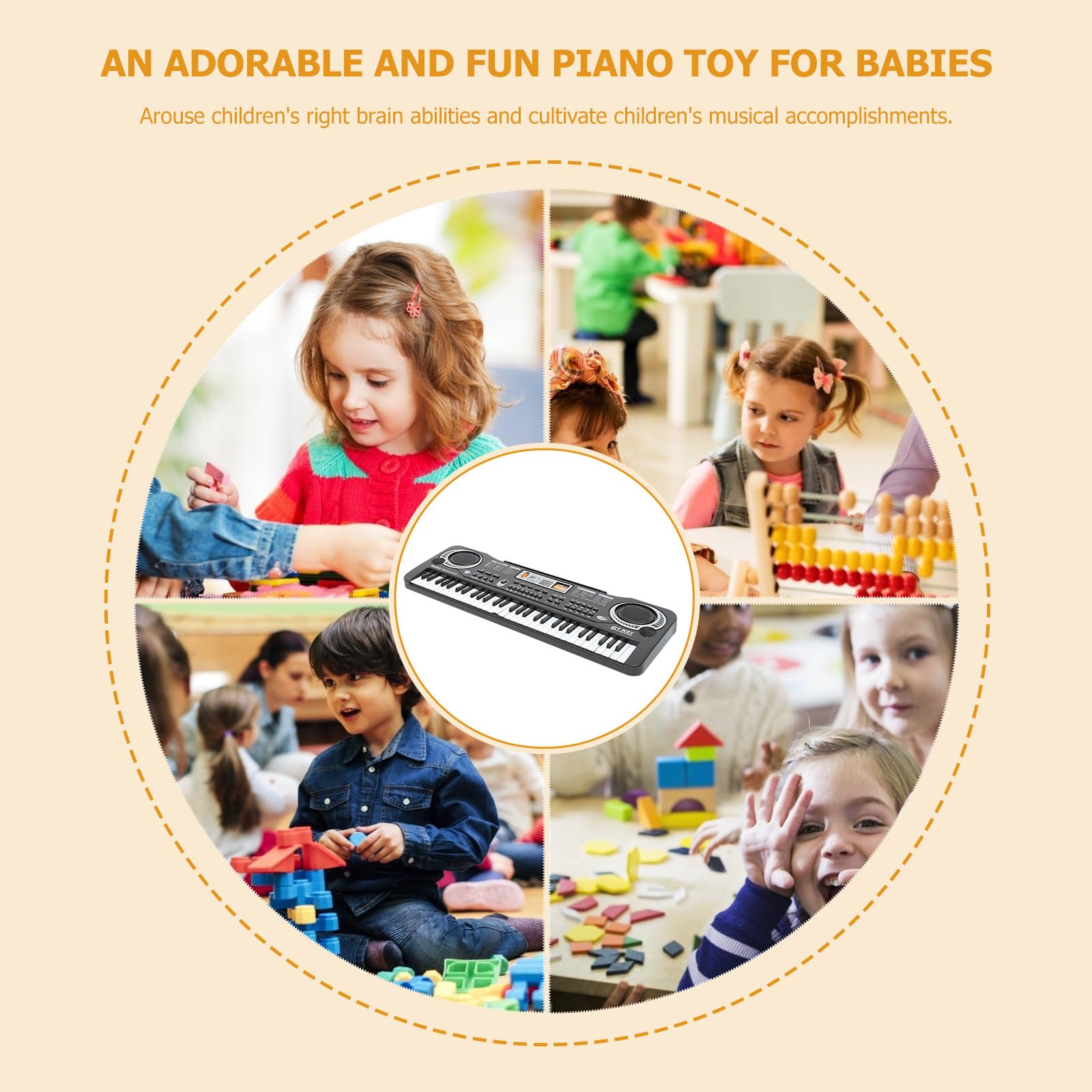 LABRIMP Teclado de Piano Electrónico y Material Abs Diseño de 61 Teclas , Función de Reconocimiento de Voz Juguete Educativo Musical para Niños para Aprendizaje Temprano
