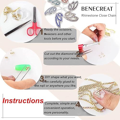 Miniatura 4 de ZAYI Cadena de diamantes de imitación de cristal de 5 yardas de 0.118 pulgadas (0.118 in), cadena de garra para manualidades, costura, bricolaje,