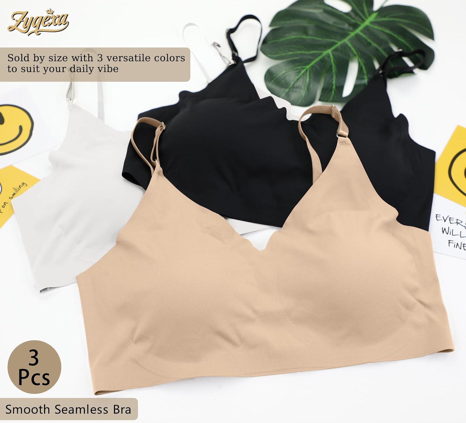 3 Pieces Wireless Seamless Bras for Women - Padded Sport Bras Comfortable Bralettes Soft Sleep Adjustable - Image 7