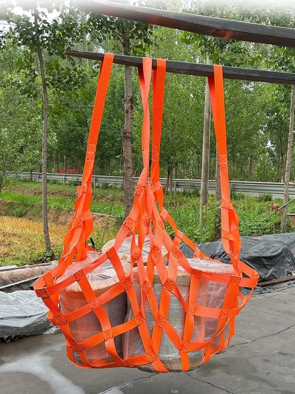 Sefoemutナイロンリフティングスリングネット、安全リフティングネッ スリングネット、カーゴネット、フラットウェビングネット、貨