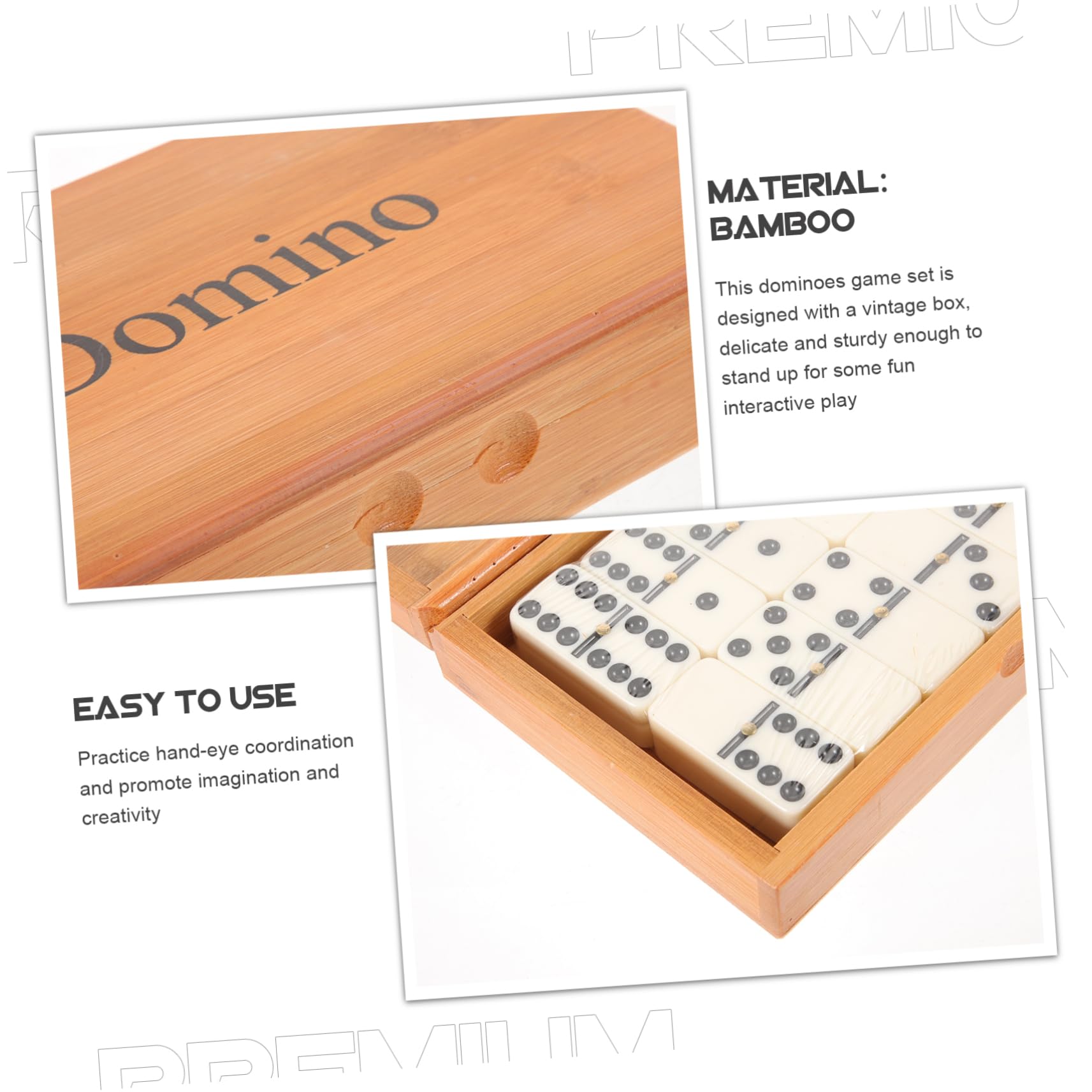 BESPORTBLE Jeu De Dominos en Bois Interactif pour Adultes Et Garçon Et Filles│boîte en Bambou Vintage│Jeu Éducatif Et Amusant│ Soirée Famille Et Jeu De Société│1 Coffret Domino Classique Et Solide
