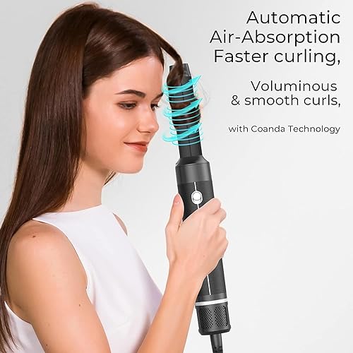 Miniatura 3 de Cepillo secador de pelo 7 en uno, 110000 RPM de alta velocidad con concentrador difusor, cepillo térmico, cepillo de aire caliente, herramienta de