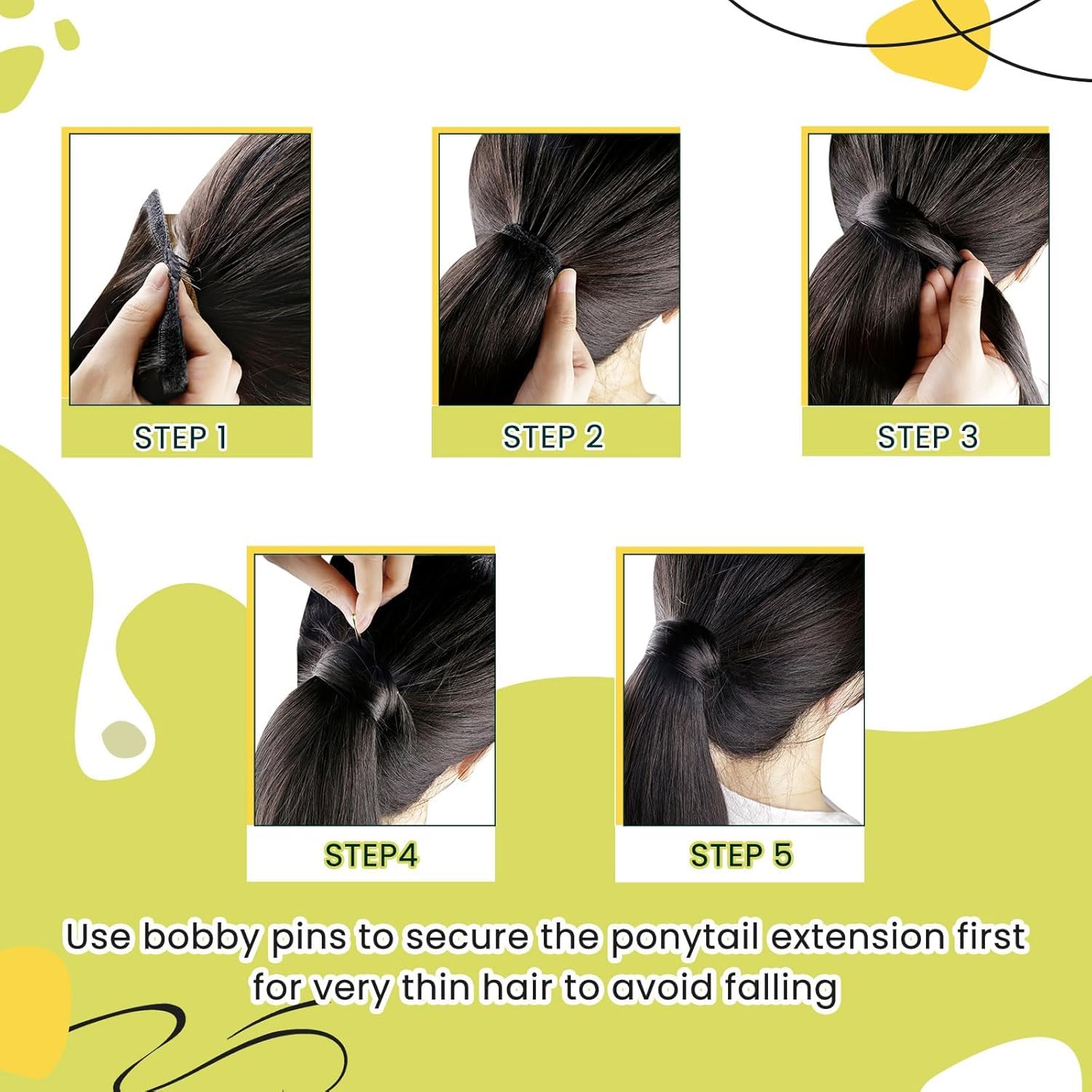 RUNATURE Echte Haare Ponytail Extensions Dunkelbraun Glatt Pferdeschwanz Haarteil Echthaar Zopf Lang Braun 55cm 80g #2