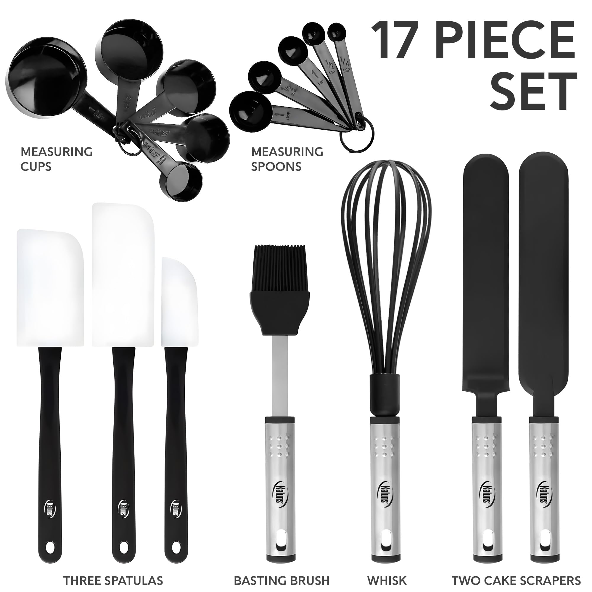 Silikon-Spatel-Set, 17-teiliges Backutensilien-Set, Nylon und Edelstahl, antihaftbeschichtet und hitzebeständig, Backgeschirr-Set, Bäcker-Gadget-Werkzeug-Kollektion