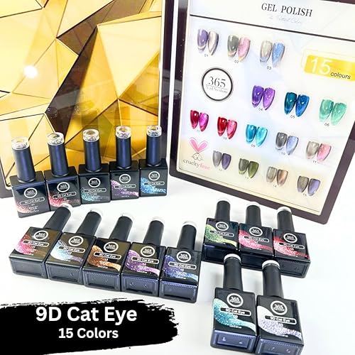 Miniatura 4 de : 0.5 fl oz / .5 oz 9D Cat Eye - Ojo de gato 3D - Juego de 15 esmaltes de uñas de gel de ojo de gato 5D, ojo de gato, azul, verde, morado, esmalte