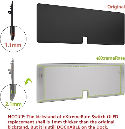 Miniatura 8 de eXtremeRate DIY Full Set Shell for Nintendo Switch OLED, Replacement Console Back Plate & Kickstand, Custom NS Handheld Controller Housing with Full