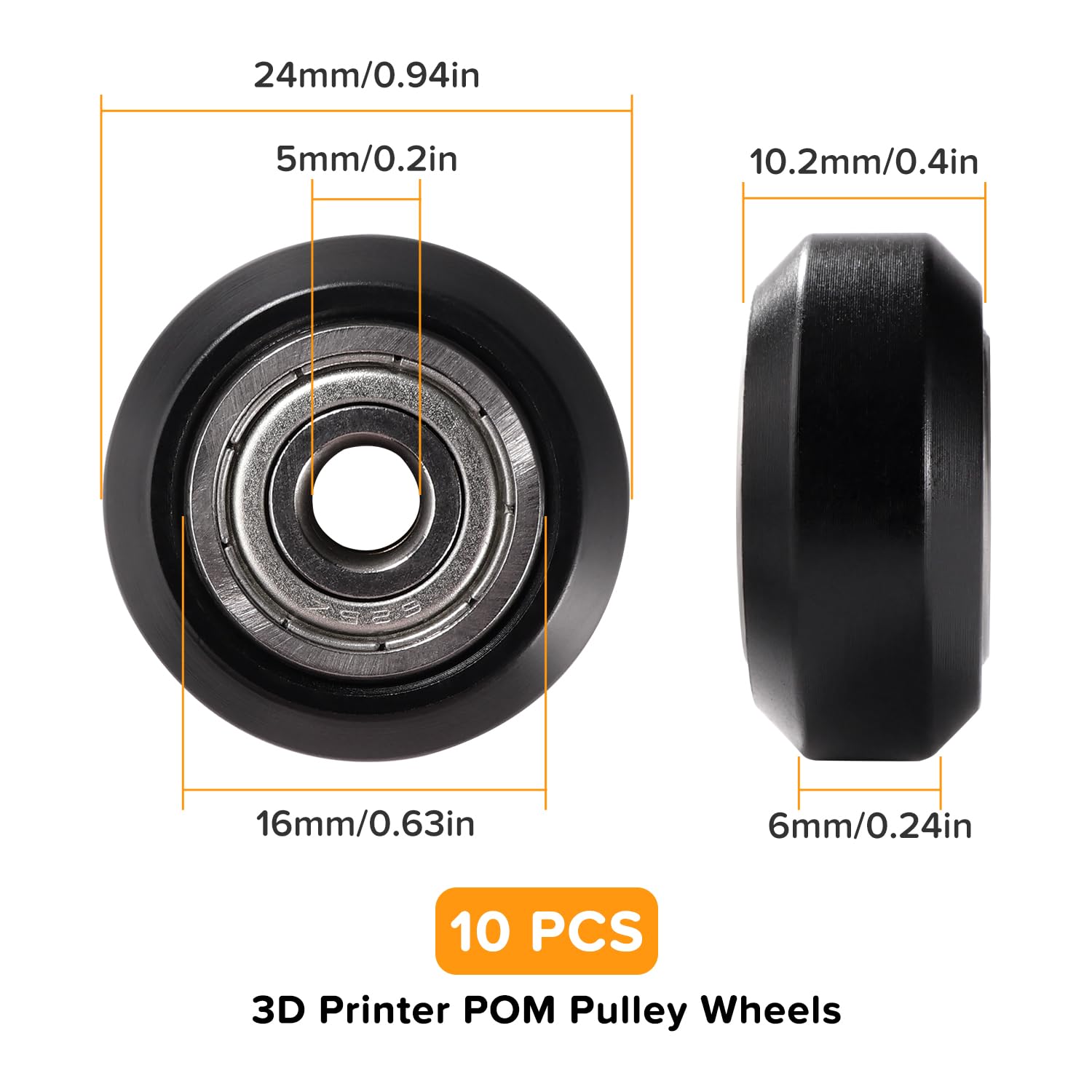 10 Sztuk 3D drukarki POM Koło Pasowe 625zz Łożysko Liniowe, Pasywne Koło Rolkowe POM, Kompatybilne z Creality Ender 3, Ender 5, CR-10, CR-10 Seria S Drukarki 3D