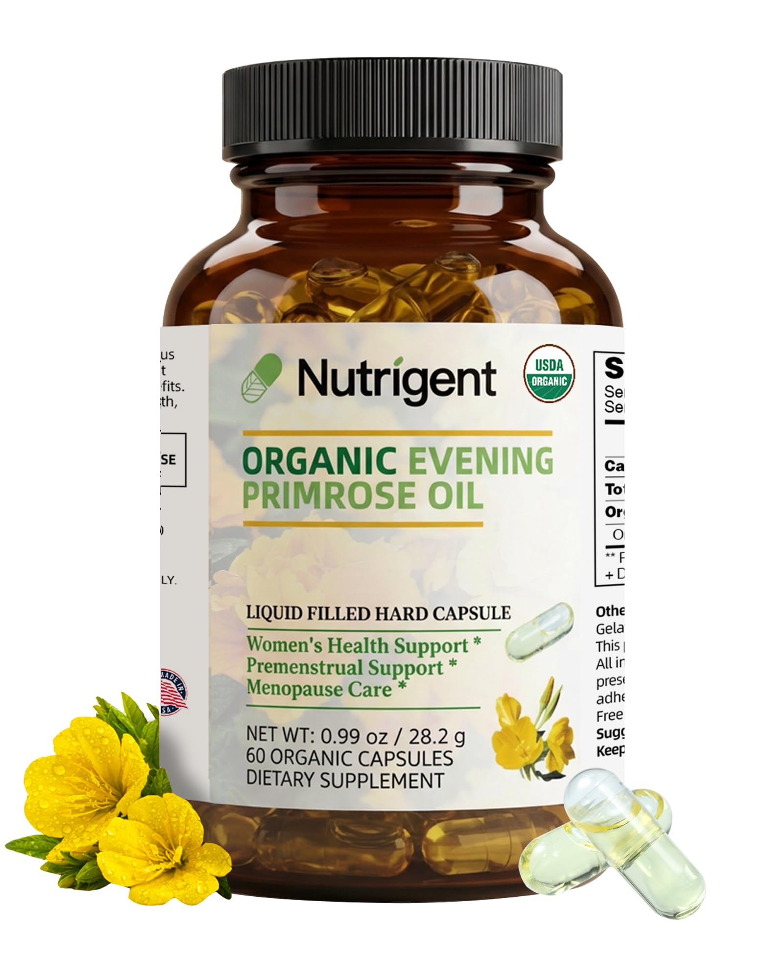 USDA Organic Evening Primrose Oil for Women with 10% GLA Capsules