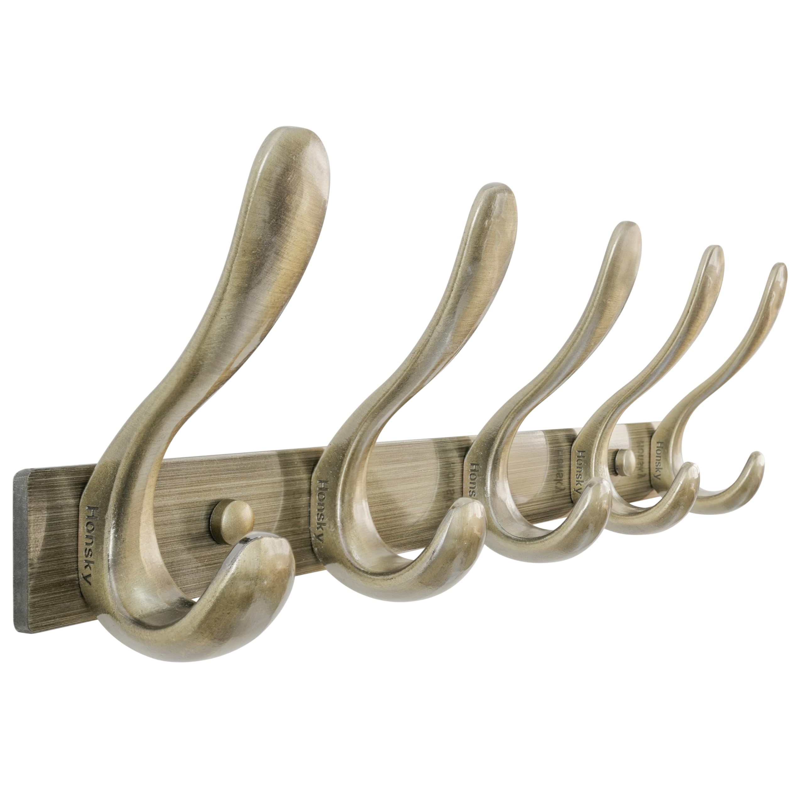 HONSKY Wall Coat Rack, Towel Rack,Metal Wall Coat Hanger with 5 Double Hooks (10 Hook), for Hanging Coat, Hat, Bag, in Hallway Entryway, Bronze