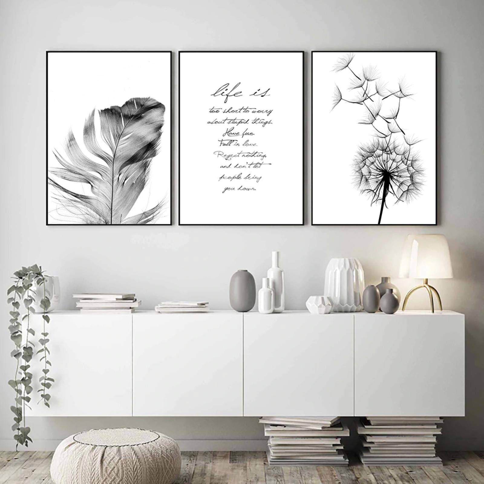 Décoration maison sans soucis grâce au lot de 3 tableaux avec cadre intérieur bois