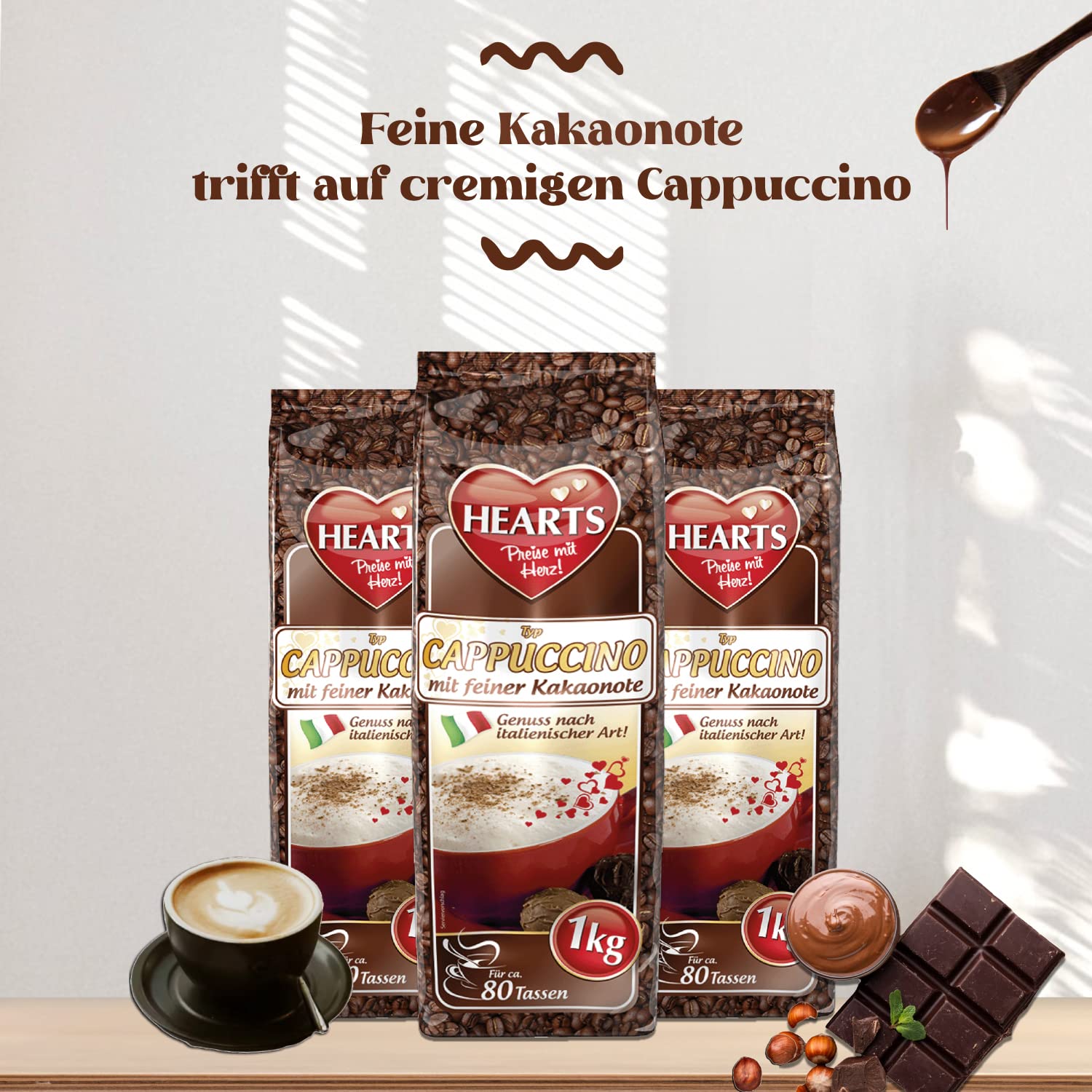 HEART Cappuccino rozpuszczalna kawa instant 2 x 1 kg intensywny aromat mleczny kremowy