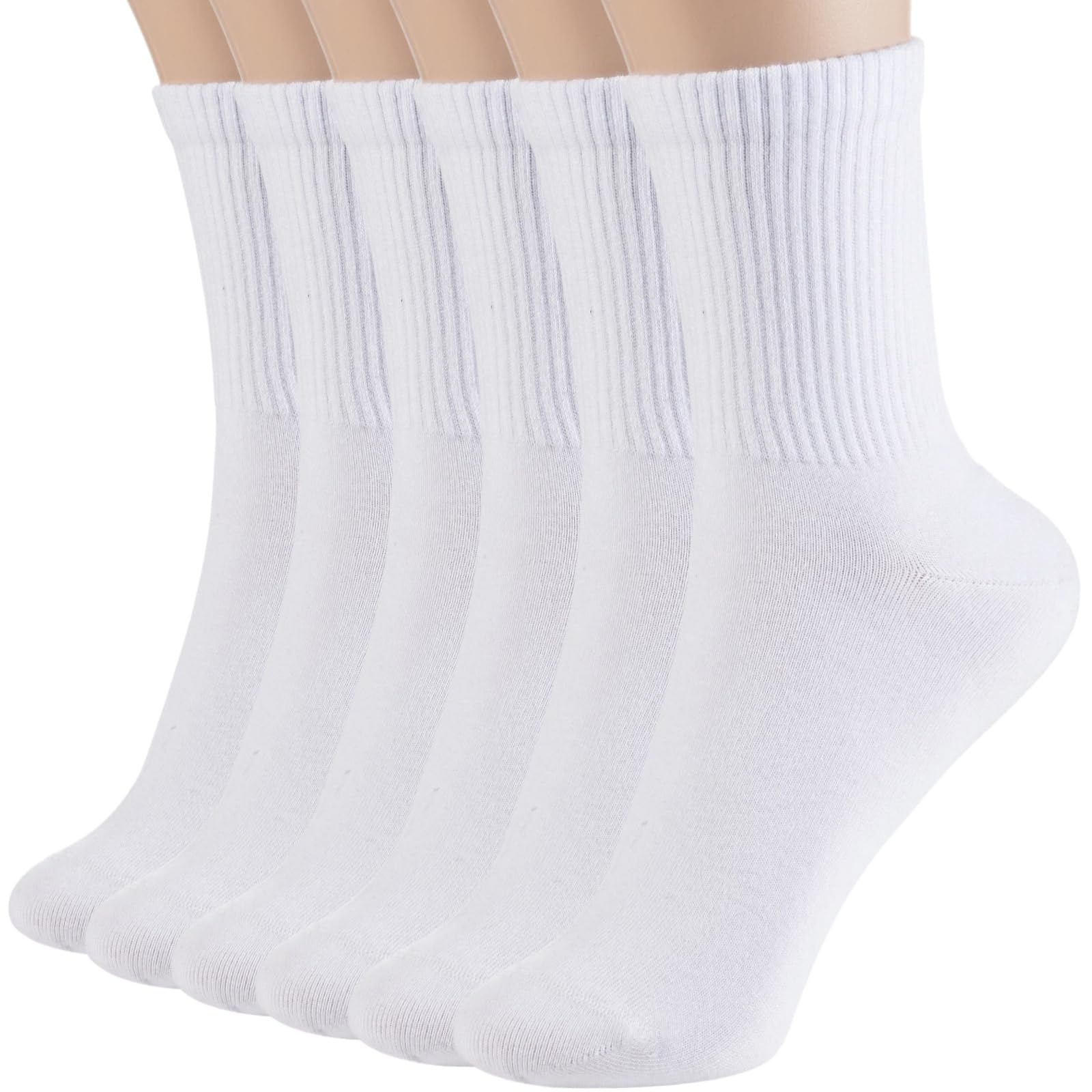 6 Pairs Crew Socks Elastic Band Cute Soft Cotton Socks