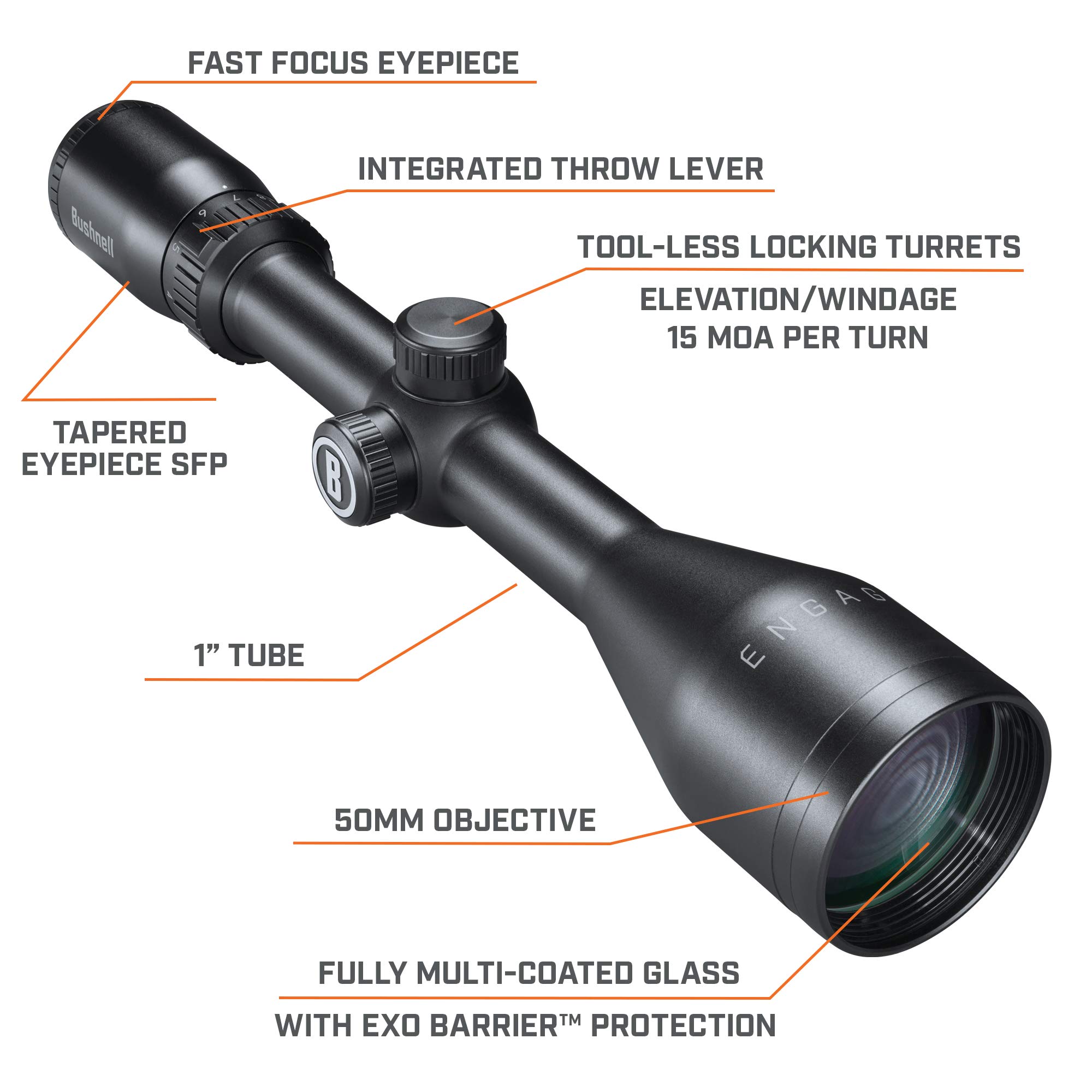 Bushnell Engage Riflescope, 3-9x50mm, Matte Black, Bushnell Engage