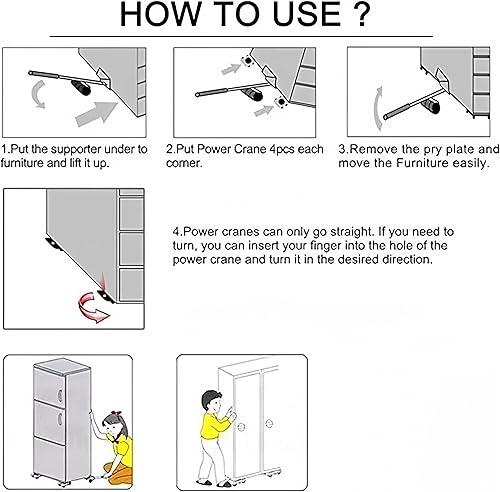 Miniatura 6 de Kit de herramientas para mover muebles con 4 deslizadores 4 almohadillas de elevación ajustables 1 elevador de muebles rodillo de herramientas fácil