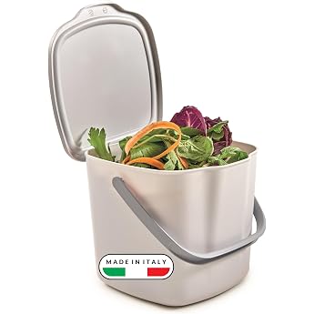 Snips Organic Waste Bin Compost Bin Kitchen Waste Bin with Lid and Handle 3 L Organic Rubbish Bin Kitchen Waste Bin 20.5 x 18.5 x 16.7 Made in Italy BPA-Free