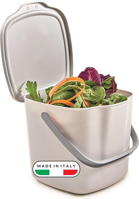 Snips Pattumiera Umido Cucina 3L – Pattumiera Sottolavello da Appendere con Coperchio Rimovibile, Manico e Gancio, 20,5 x 18,5 x 16,7 cm, Bianco – Made in Italy