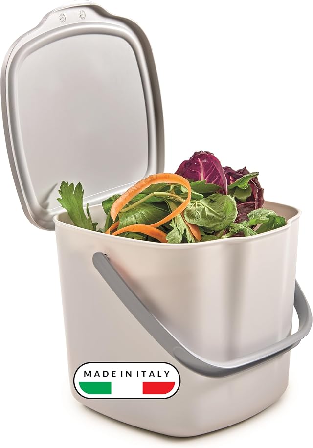 Snips Pattumiera Umido Cucina 3L – Pattumiera Sottolavello da Appendere con Coperchio Rimovibile, Manico e Gancio, 20,5 x 18,5 x 16,7 cm, Bianco – Made in Italy