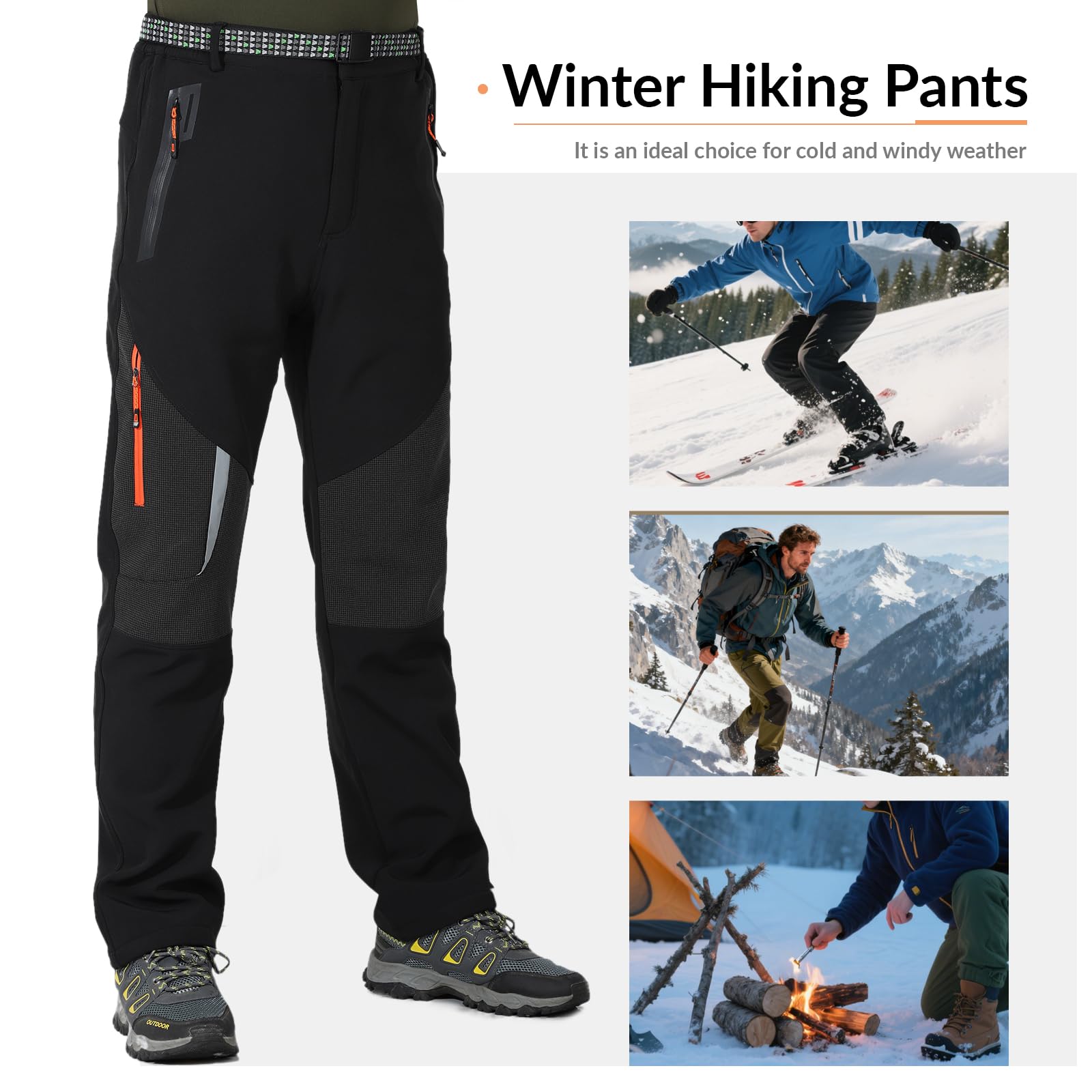 LHHMZ Pantaloni da Passeggio Invernali in Pile da Esterno da Uomo, Pantaloni da Ciclismo da Arrampicata da Sci Caldi Resistenti alle intemperie Antivento