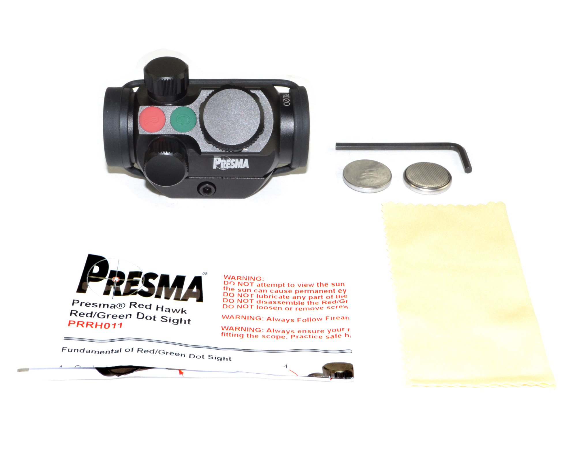 Presma Red Hawk Series Compact Reflex Red/Green Dot Scope, Black, PRRH011