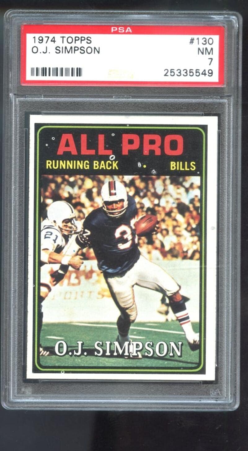 1974 Topps #130 O.J. Simpson OJ O J PSA 7 Graded Football Card Buffalo Bills NM