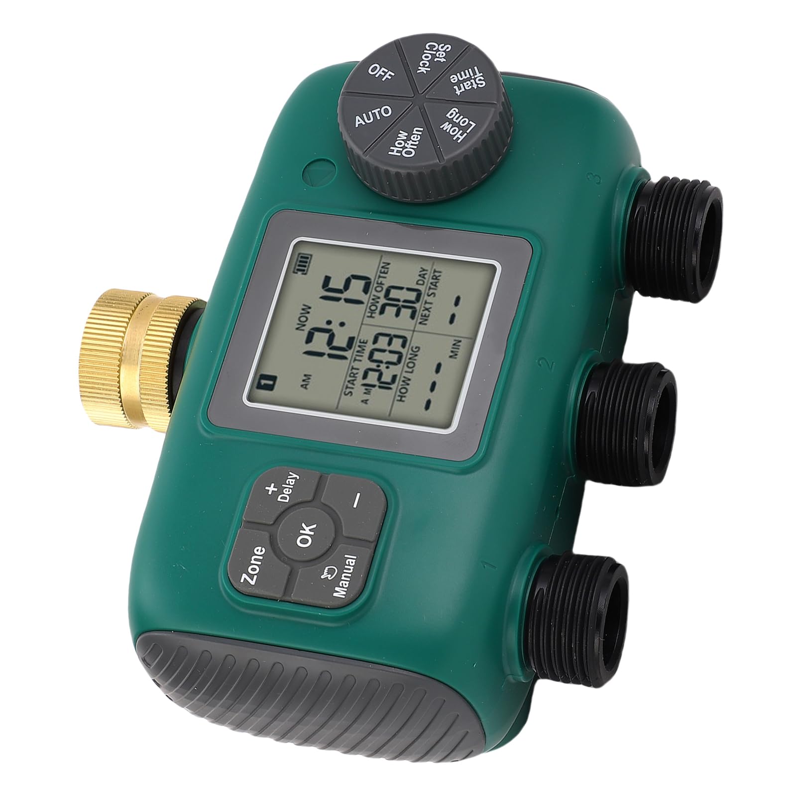 Generic Temporizador de Aspersor de 3 Salidas, Pantalla LCD de Latón Eficiente, Temporizador de Riego para Jardín, Material de Latón
