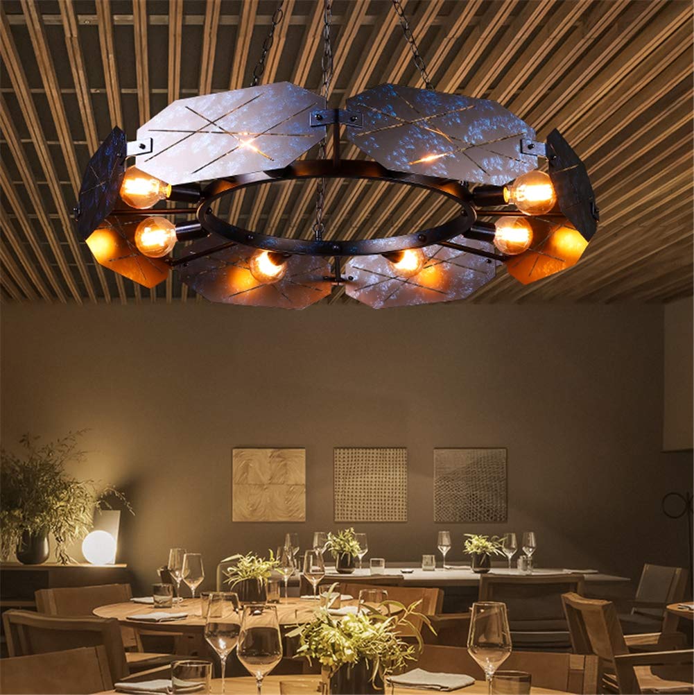 Lampadario Sospensione Vintage Con Vetro A Foglia Di Loto - Attacco E27, Verde, Regolabile, Per Cucina/Sala - Foto 5