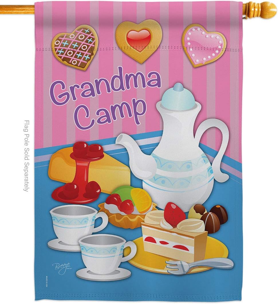 Breeze Decor - Grandma Camp Special Occasion - Everyday Family Impressions Decorative Vertical House Flag 28" x 40" Printed In USA