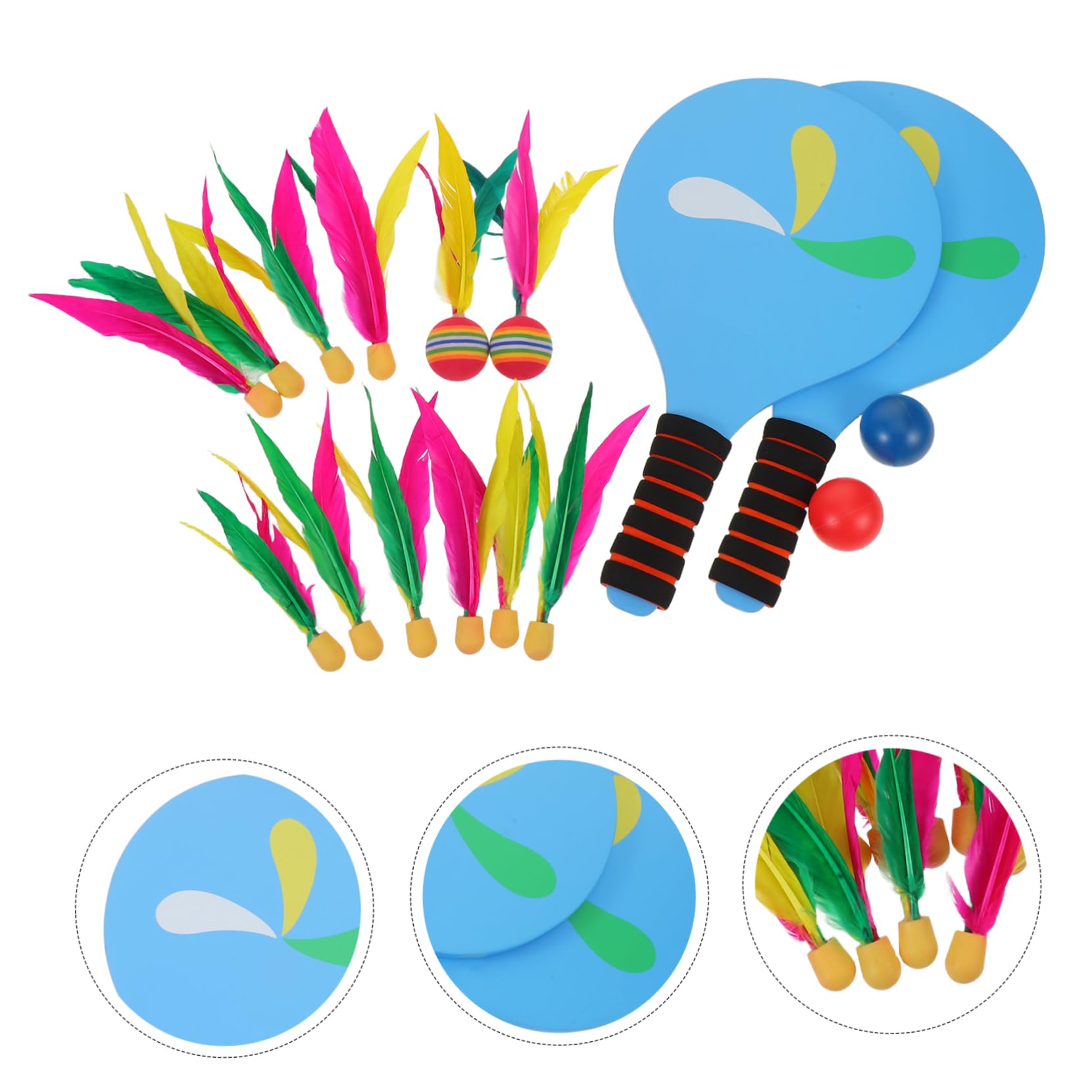 Toyvian Set Racchetta Paddle Badminton per Adulti, Completo in Legno | Palle e Volani Inclusi, Costruzione Ispessita, Uso Versatilel'aperto e Parco, Stile Moderno