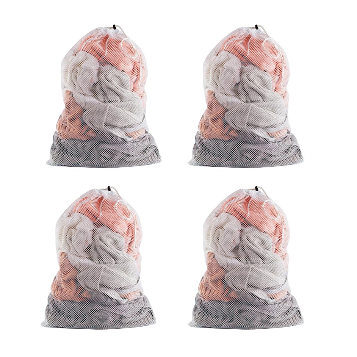 4 sacchetti per biancheria in rete con coulisse, grandi 60 x 90 cm, sacchetti per lavaggio delicati e resistenti per vestiti, piumini, lenzuolo, coperte, per dormitorio domestico e viaggi