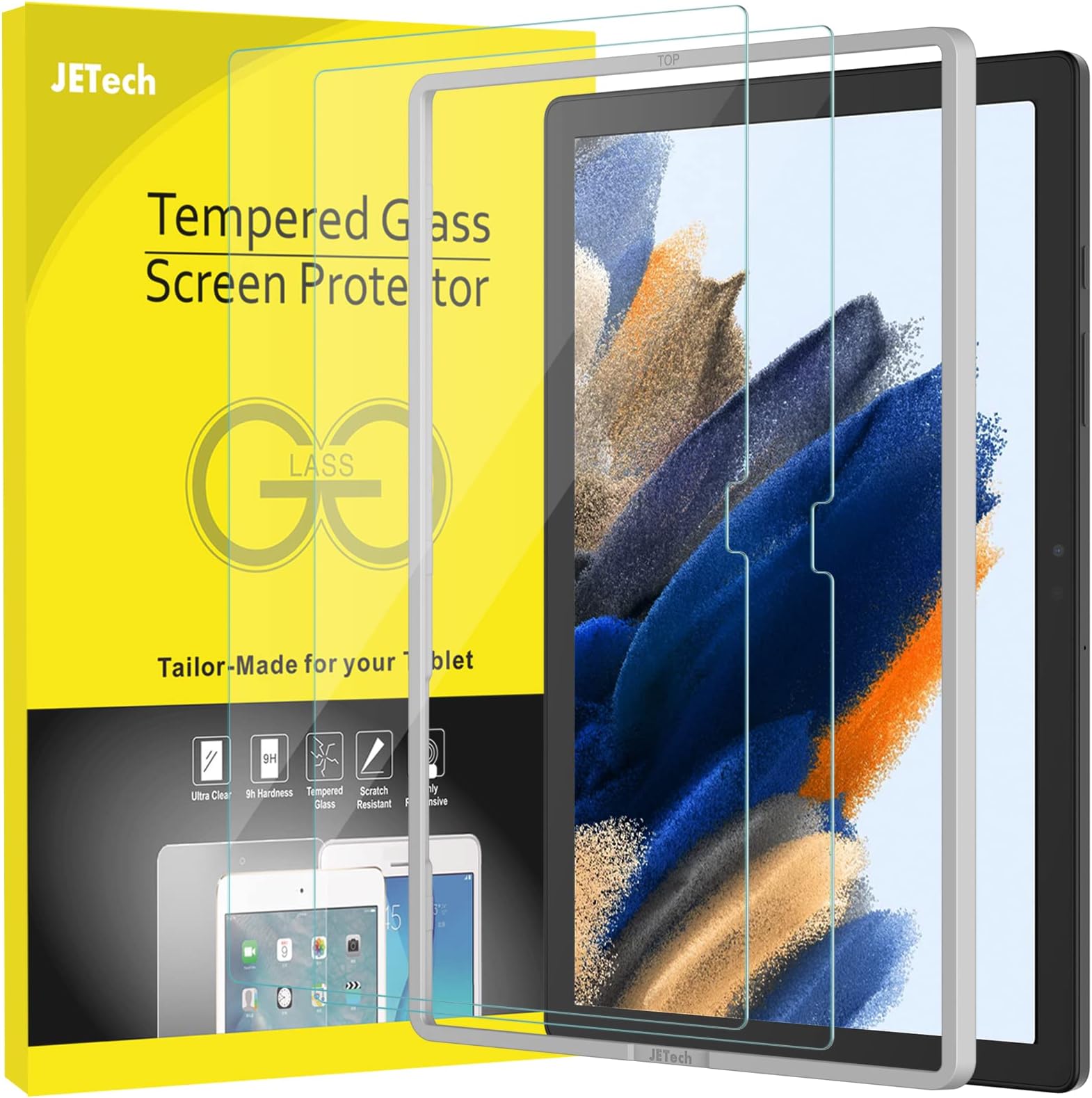 Screen Protector Compatible with Samsung Galaxy Tab A8 (10.5-Inch, 2021 Model, SM-X200/X205/X207), 9H Anti-Scratch Tempered Glass Film, HD Clear with Easy Installation Tool, 2-Pack