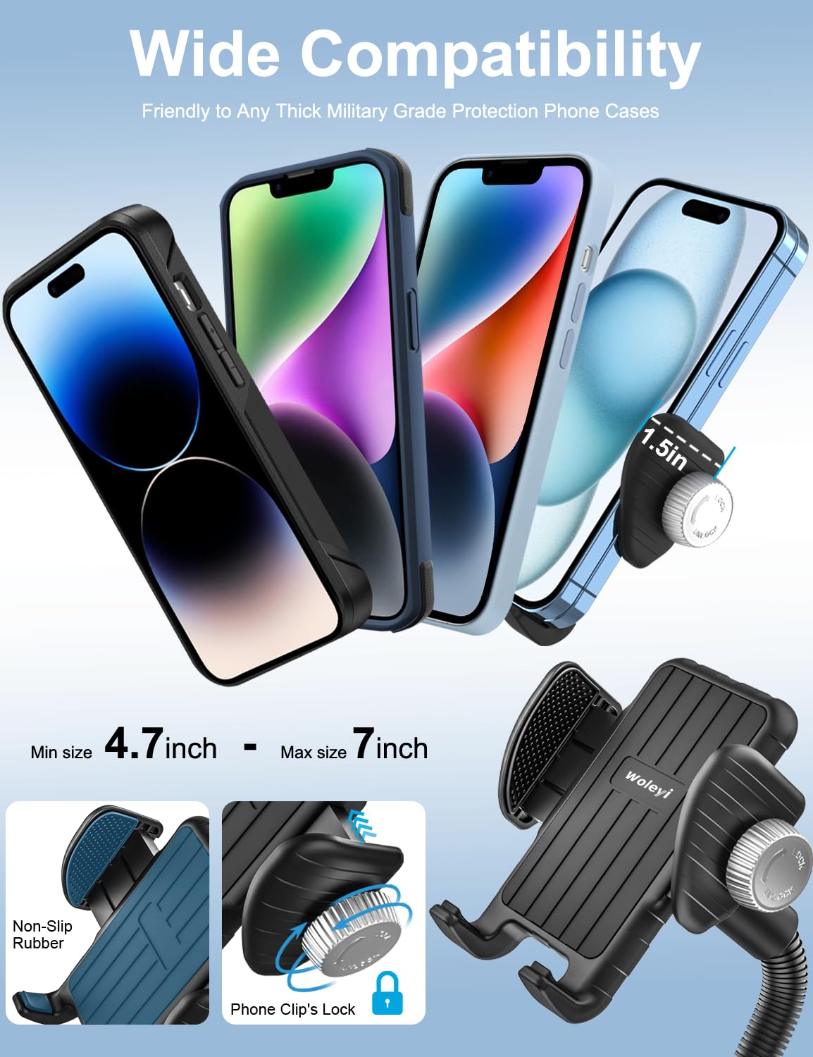 Support de téléphone col de cygne pour vélo d'intérieur