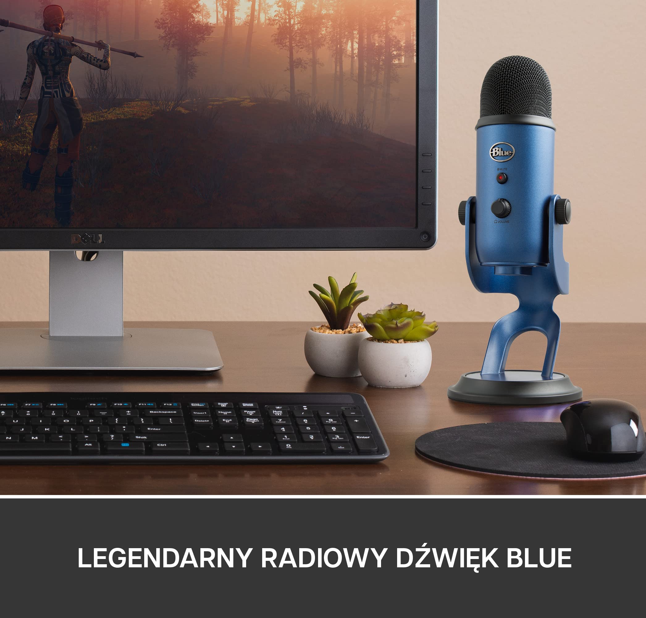 Blue Yeti Mikrofon USB do PC, Mac, Gaming, Streaming, Podkasty, Mikrofon Kondensacyjny do Studio i Komputera, Blue VO!CE, 4 Sposoby Wychwytywania Dźwięku, Plug and Play - Niebieski