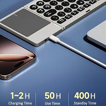 Coverzone Katlanabilir Türkçe Q Kablosuz Klavye, Tablet ve Telefon Standlı, Touchpad’li, Çoklu Cihaz Bağlantı, Scissor Tuş Yapısı, Şarj Edilebilir, Tablet Telefon Laptop Uyumlu Klavye (US-A0)