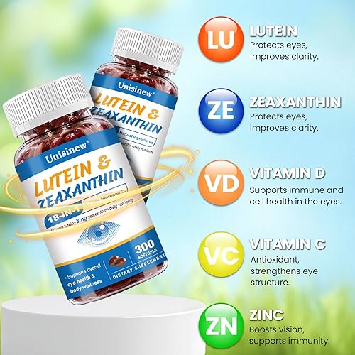 Miniatura 4 de Suplemento de luteína y zeaxantina, vitaminas para los ojos, 40 mg de luteína y 8 mg de zeaxantina con vitaminas C, E, zinc, omega-3 y CoQ10 para