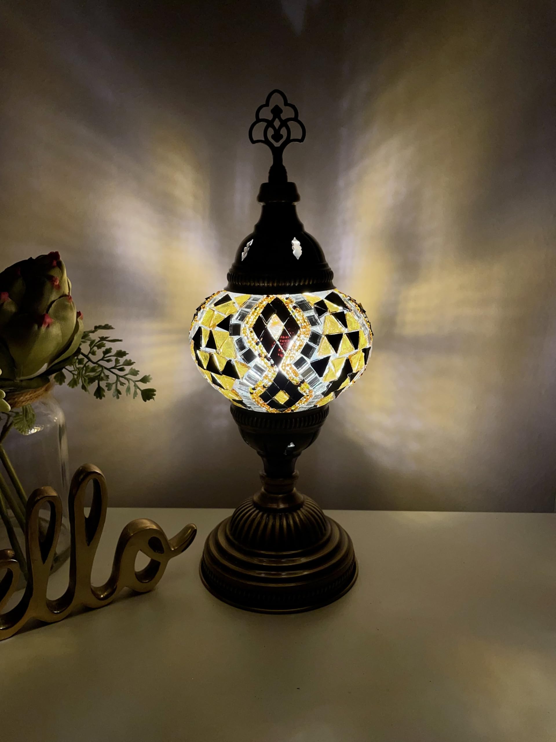 Lightza New Handmade Multi Color Turkish Moroccan Mosaic Table Lamp (Brown 01) — image 1