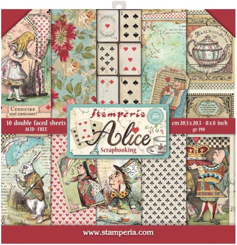 Small Paper Pad 10 Sheets Double Sided Alice Multi-Colour, 20.3 x 20.3 (8" x 8")