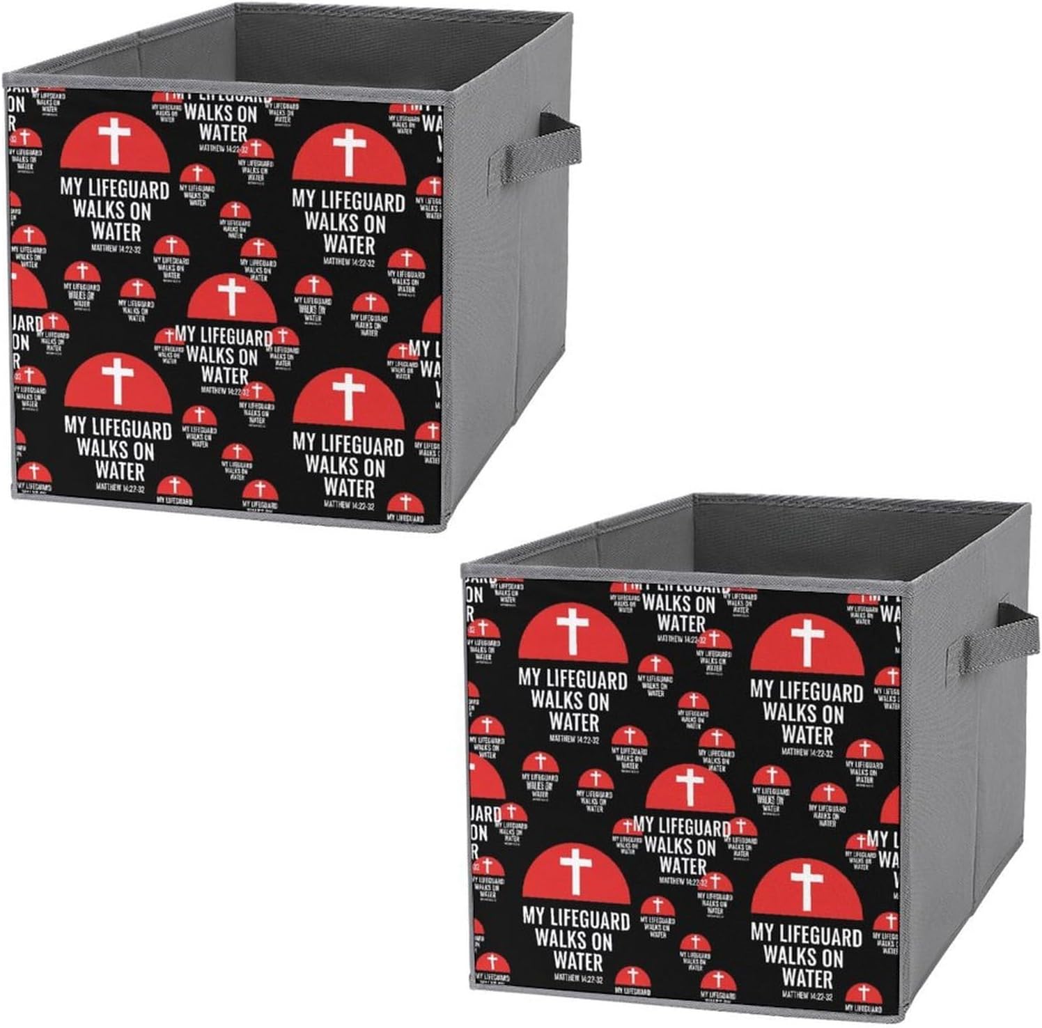 Foldable Storage Cube with Handles My Lifeguard Walks On Water, 10.6 Inch Collapsible Fabric Bin for Books, Clothes, Toys, Sturdy Organizer for Bedroom & Dorm