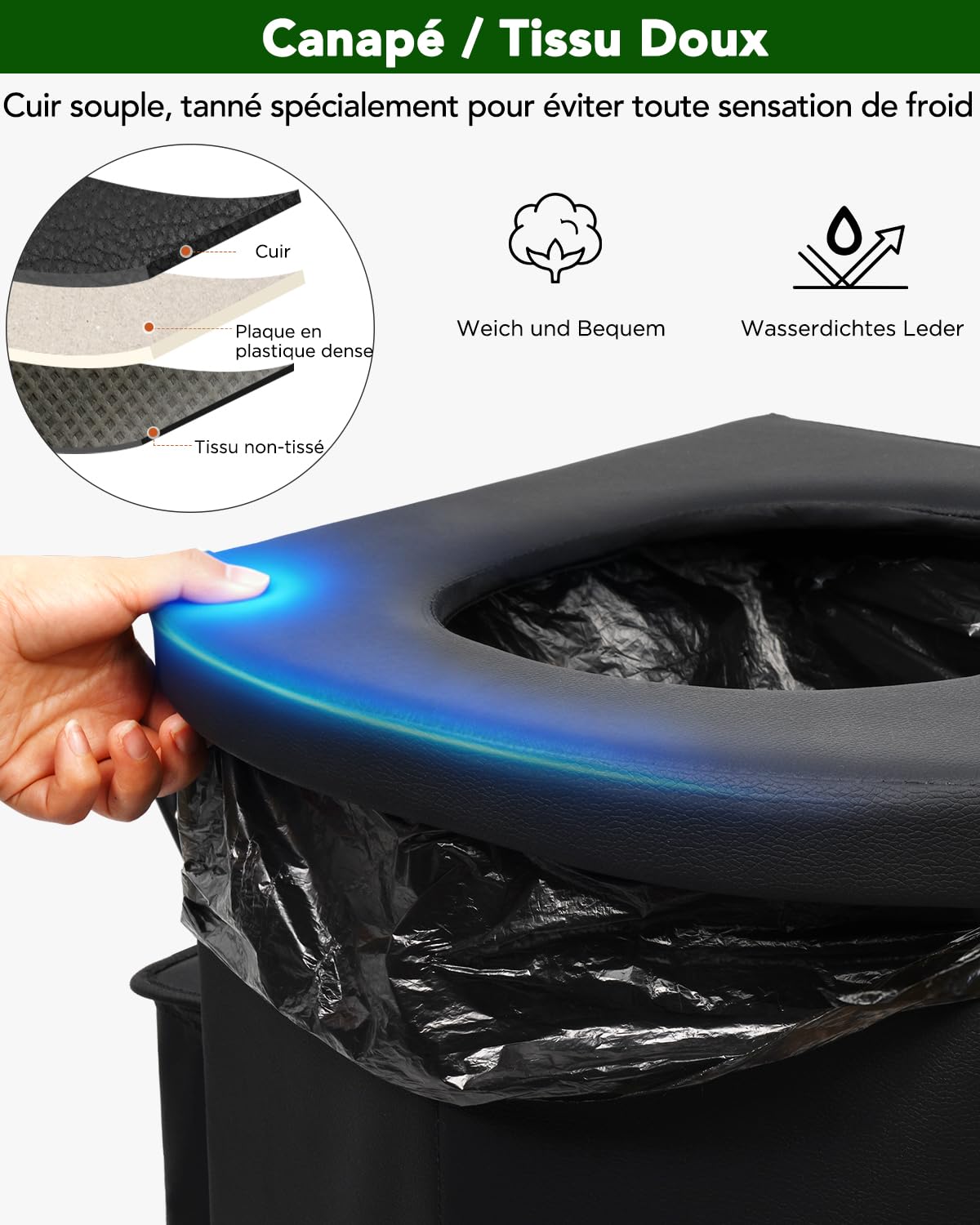 E EASTSTORM Faltbare Campingtoilette, 42 cm Sitzhöhe wie daheim, Notfall toilett für Erwachsene & Kinder, Garten,Angeln,Zelt, Schlafzimmer, Roadtrips, Strand