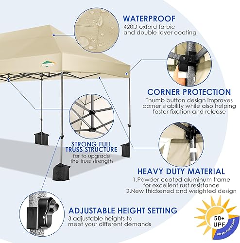 Miniatura 3 de COBIZI Tienda de campaña desplegable resistente de 10 x 20 pies con 6 paredes laterales, toldo comercial al aire libre, tiendas de campaña para