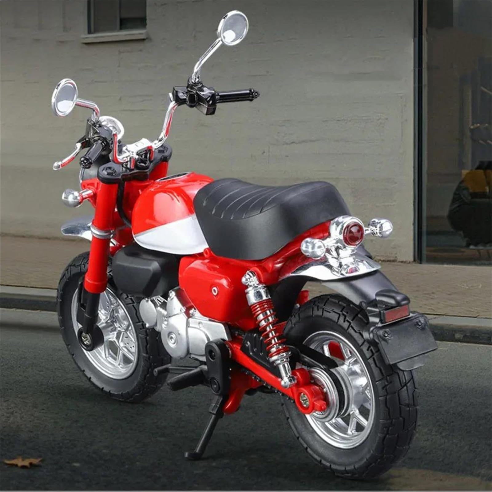 Modelo a Escala Modelo De Motocicleta A Escala 1/12, Portátil, Carreras, Dedo, Simulación Moto, Juguetes Colección con Sonido Y Luz para Honda para Monkey(Rosso)