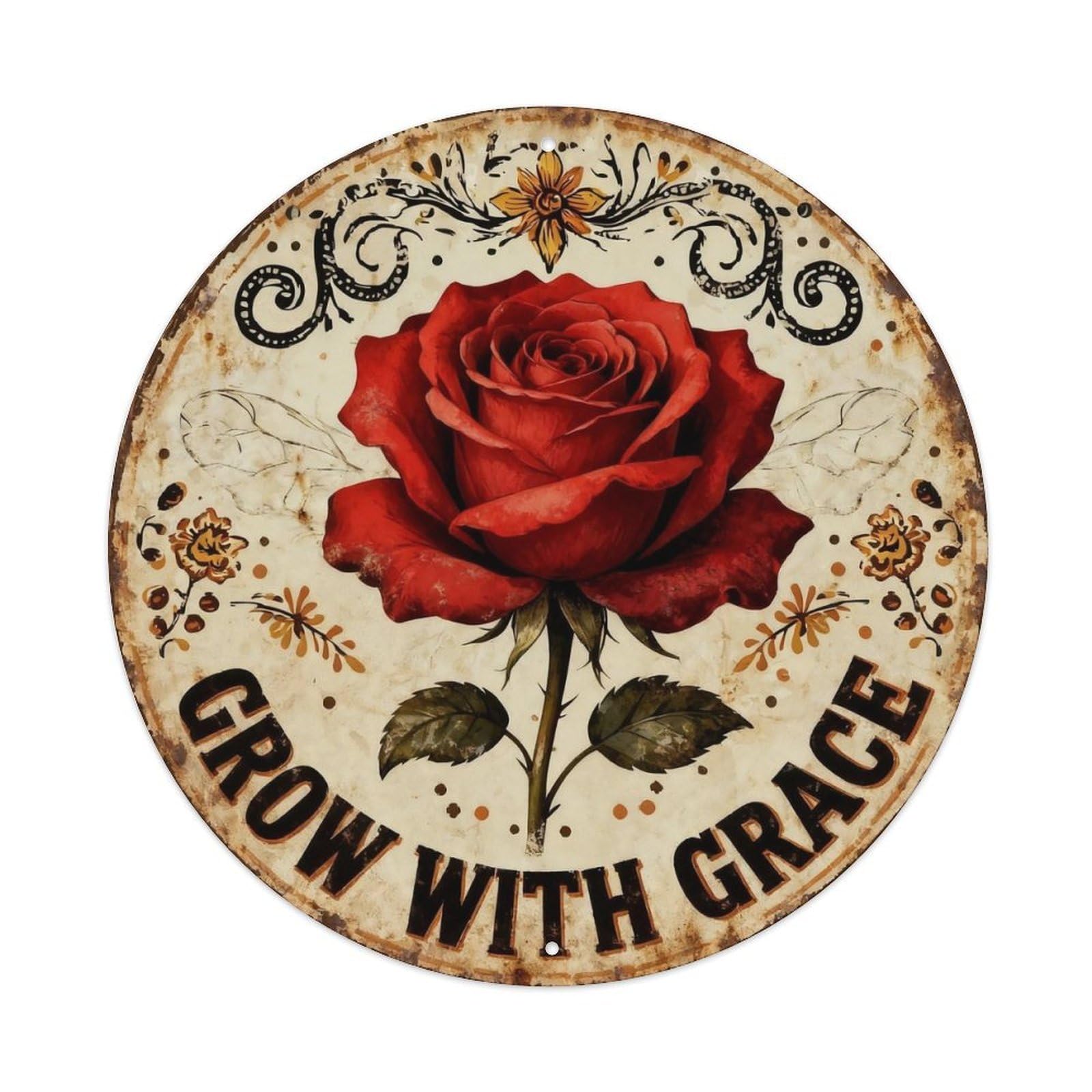 Grow With Grace Metal Tin Sign Plaque